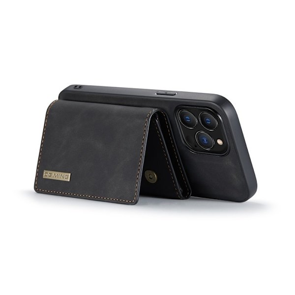 DG.MING iPhone 16 Pro Konstläder Plånboksfodral Kickstand Svart