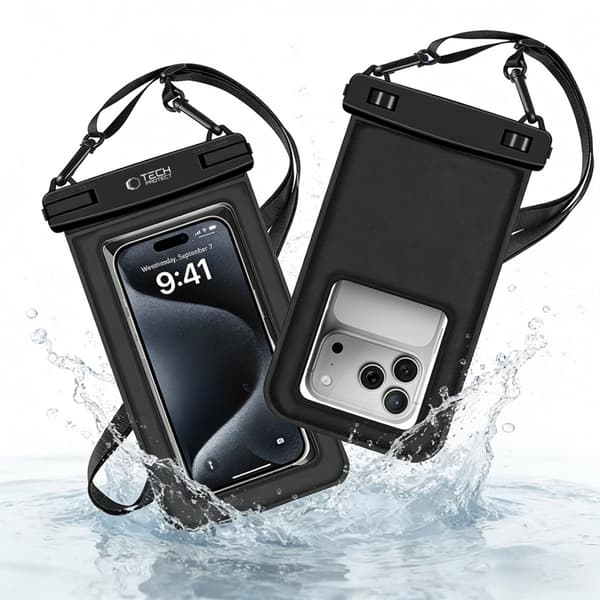 Tech-Protect Universala Vattentät Mobilfodral UWC7 - Svart Svart