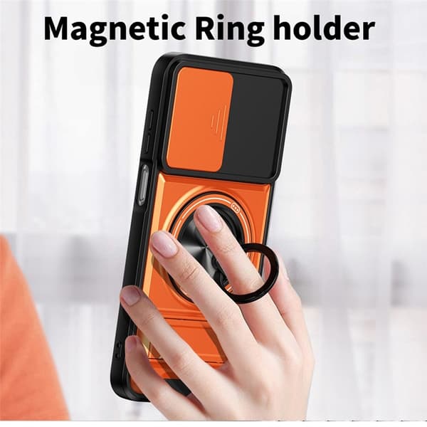 Mobilskal till Galaxy A16 MagSafe med Camera Lens Slider Ringhållare - Orange Orange