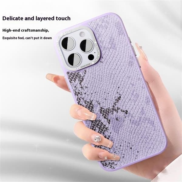 JAUCASE Mobilskal till iPhone 16 Pro Max Magafe Snake Texture - Lila Lila