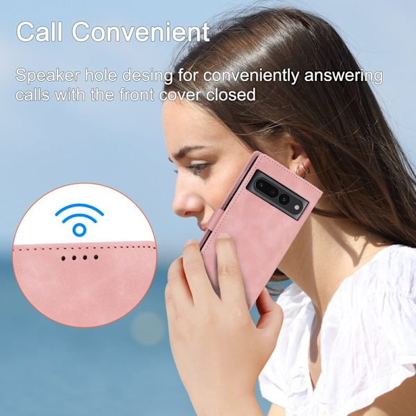 DIERFENG DF-03 Plånboksfodral för Google Pixel 7 Pro 5G Konstläder - Rosa
