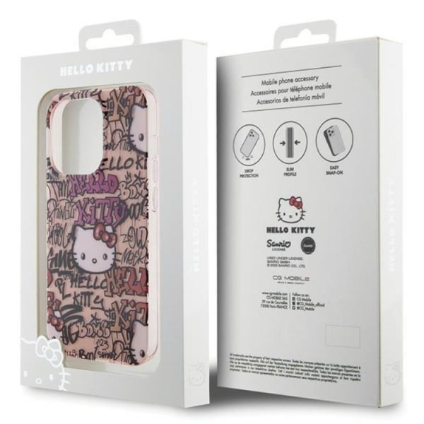 Hello Kitty iPhone 15 Pro Max Mobilcover IML Tags Graffiti - Pink
