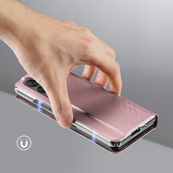 Dux Ducis Galaxy Z Fold 5 lompakkokotelo Bril, nahkainen läppä - vaaleanpunainen