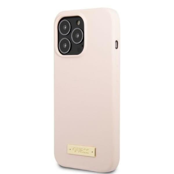 Guess iPhone 13 Pro Skal MagSafe Silicone Logo Plate - Rosa