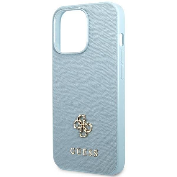 Guess iPhone 13 Pro Max Skal Saffiano Small Metall Logo - Blå Blå
