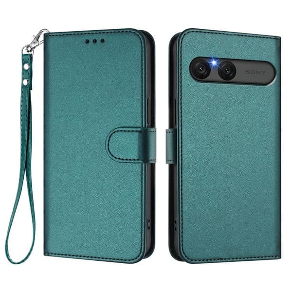 Sony Xperia 10 VII Konstläder Plånboksfodral Med Handledsrem - Grön Grön