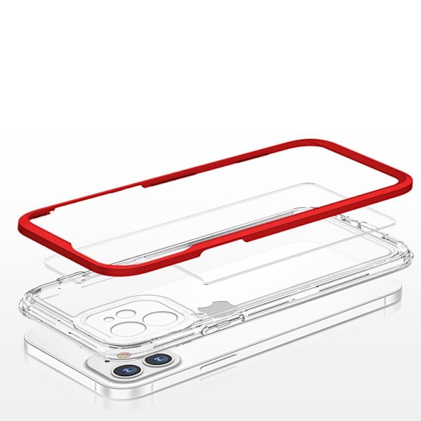 iPhone 12 -kuori Clear 3in1 - Punainen Röd