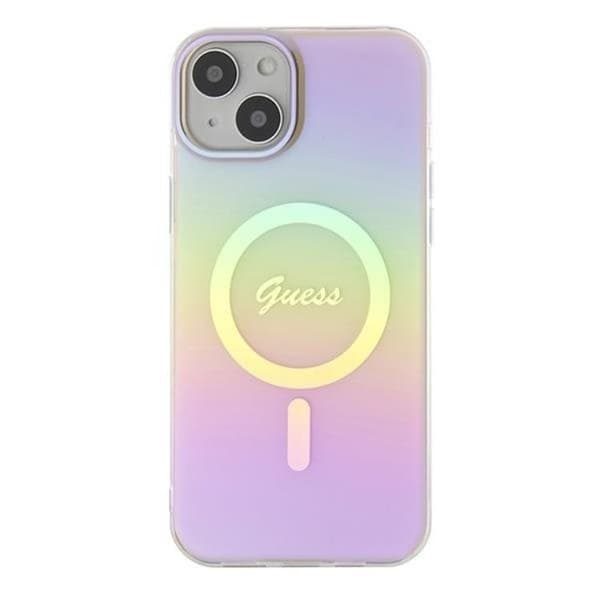 Guess Mobilskal till iPhone 15 Plus Magsafe IML Iridescent - Rosa Rosa