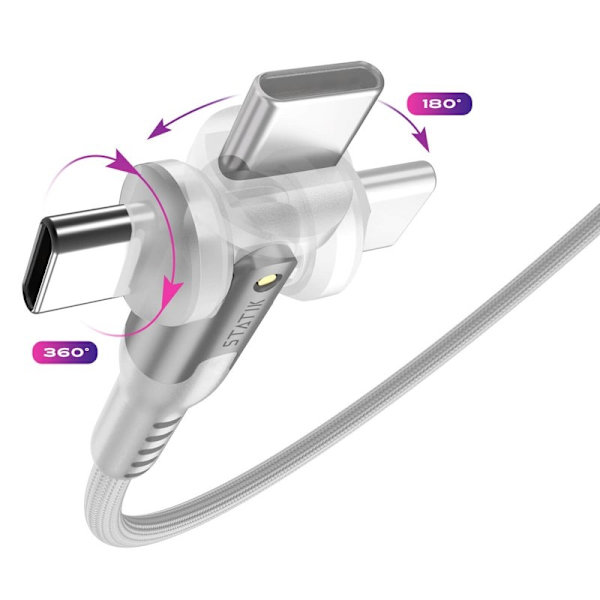 STATIK Kabel PowerPivot Pro Nylonflätad USB-C Till USB-C Vit 1m