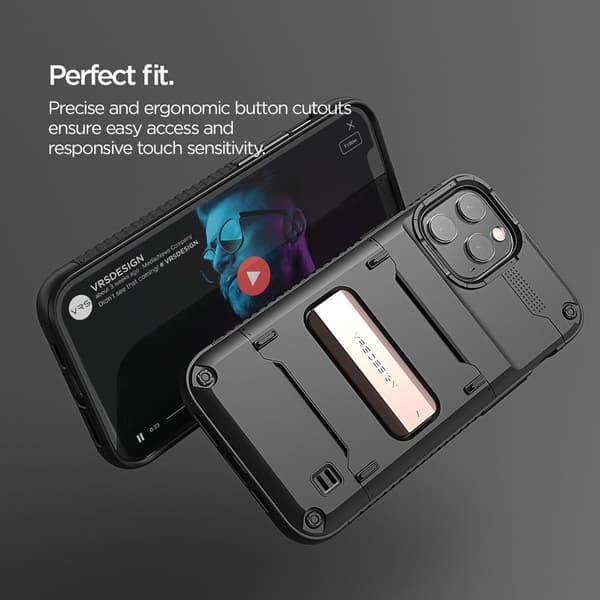 VRS DESIGN Damda QuickStand iPhone 12 Pro Max -kotelo - musta pronssi Black