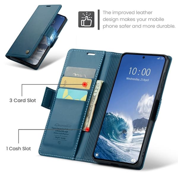 CASEME 023 Mobilskal till Xiaomi 15T Pro RFID-Skydd Glansig Blå