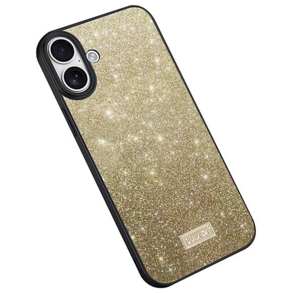 SULADA Mobilskal till iPhone 16 Plus PU Läder + PC + TPU Glittrig Guld