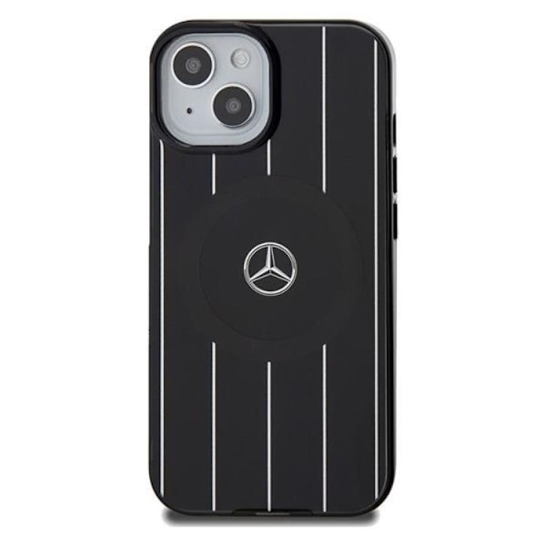 Mercedes iPhone 15 Mobilskal MagSafe Double Layer Crossed Lines Svart