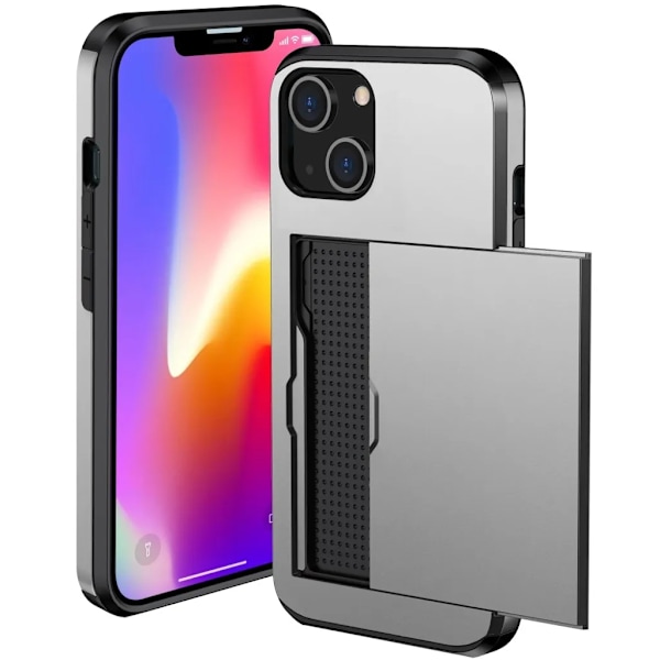 iPhone 15 Plus Mobilskal Korthållare - Grå