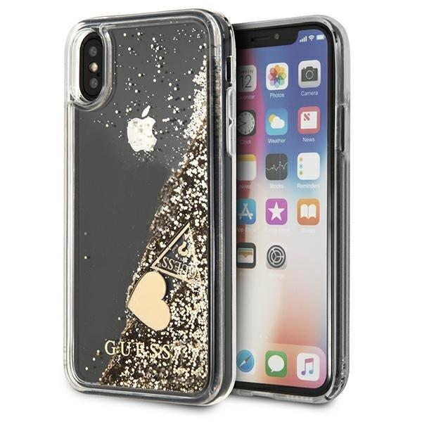 Guess iPhone X/XS Cover Glitter Charms - Guld