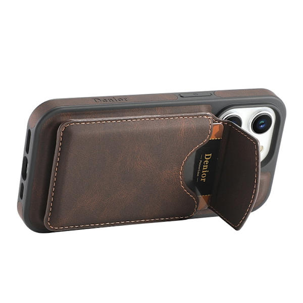 DENIOR D19 Mobilskal till iPhone 15 Pro Max Läder+PC+TPU Brun