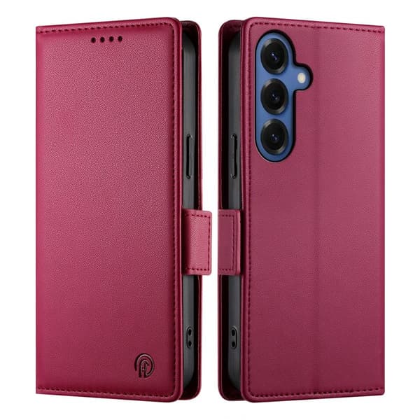 Plånboksfodral för Samsung Galaxy S26 Plus Konstläder Kickstand - Vinröd