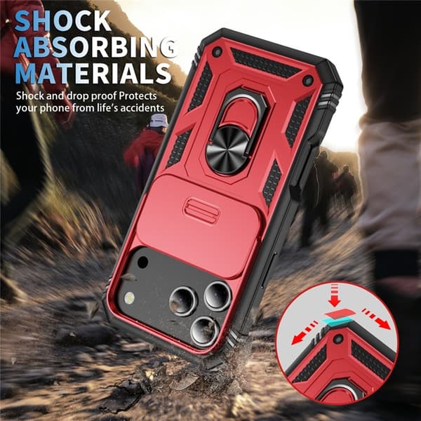 Mobilskal till iPhone 17 Pro Slide Camshield Kickstand - Röd Röd