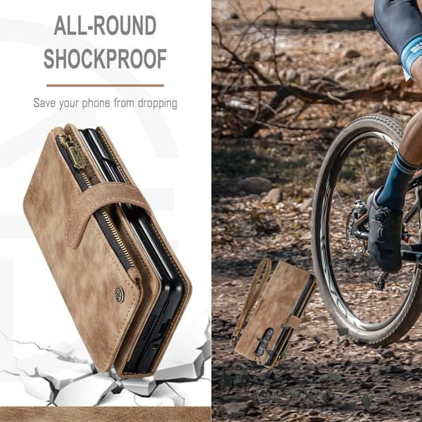 CASEME Konstläder Plånboksfodral för Samsung Galaxy Z Fold4 5G - Brun