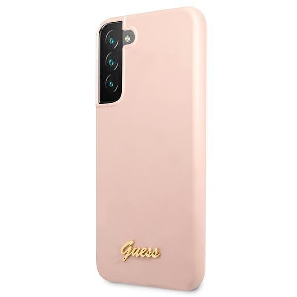 Guess Silicone Script Metal Logo Skal Galaxy S22 Plus - Rosa Rosa