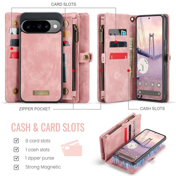 CASEME 008 Plånboksfodral till Google Pixel 10 Pro Konstläder - Rosa