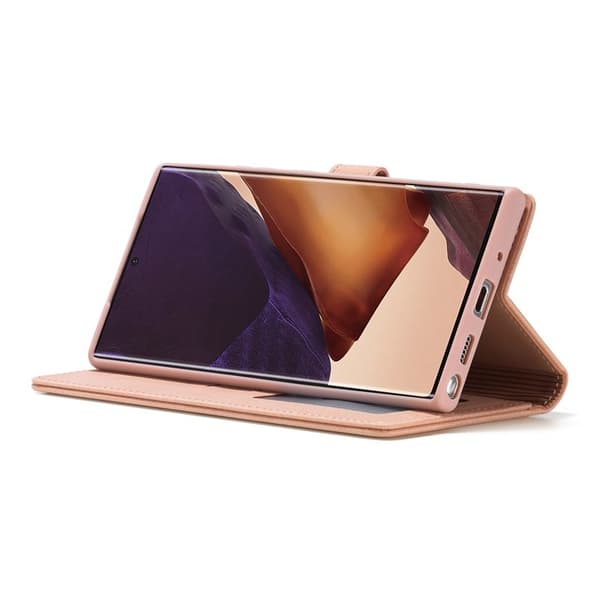 FORWENW F1 Series Plånboksfodral för Samsung Galaxy Note20 Konstläder Roséguld