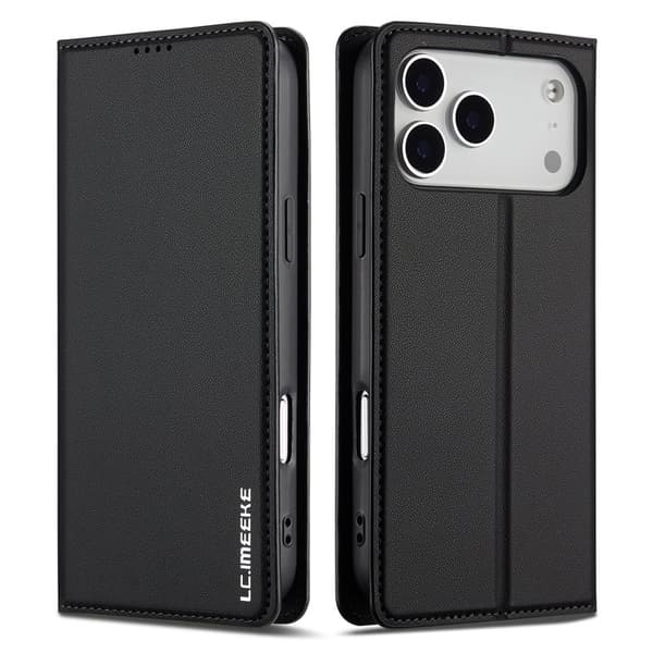 LC.IMEEKE L1 Series iPhone 17 Pro Max Plånboksfodral Konstläder - Svart Svart