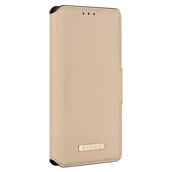 MUXMA iPhone 14 Pro Plånboksfodral Cross Texture - Guld