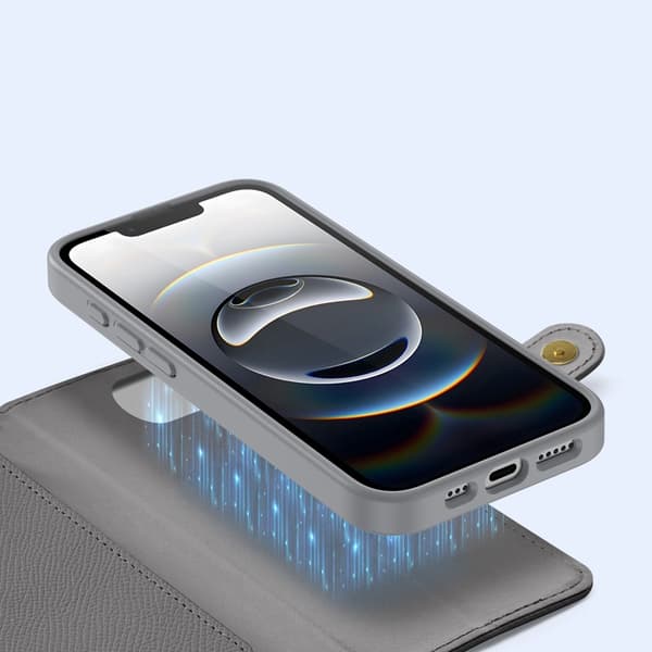 Dux Ducis iPhone 16e Plånboksfodral Lawa Läder - Grå Grå
