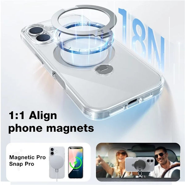 TORRAS Mobilskal till iPhone 16 Magsafe Ringhållare - Transparent