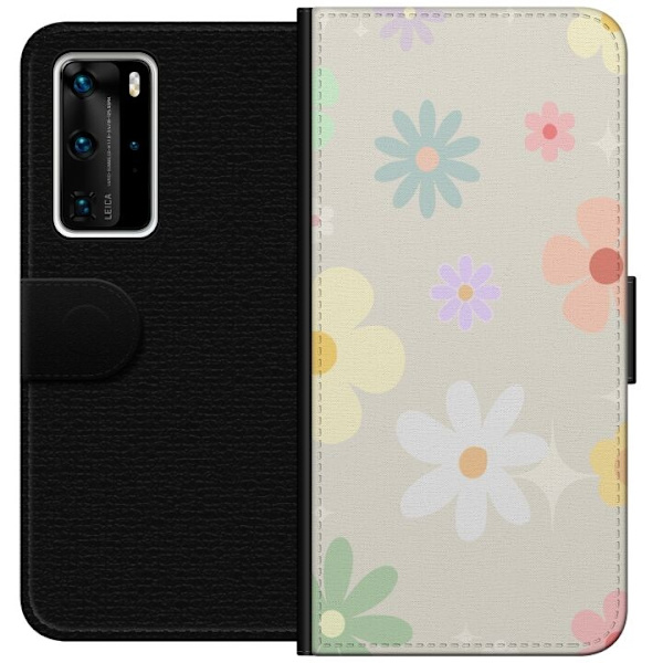 Plånboksfodral till Huawei P40 Pro med fejdande blommor