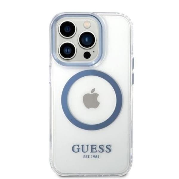 GUESS iPhone 14 Pro Skal Magsafe Metal Outline - Blå Blå