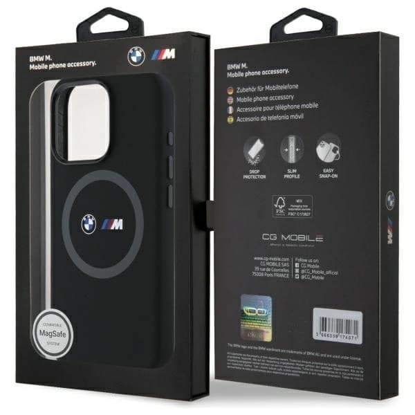 BMW Mobilskal till iPhone 16 Pro Max MagSafe Silikon Printed Ring - Svart Black