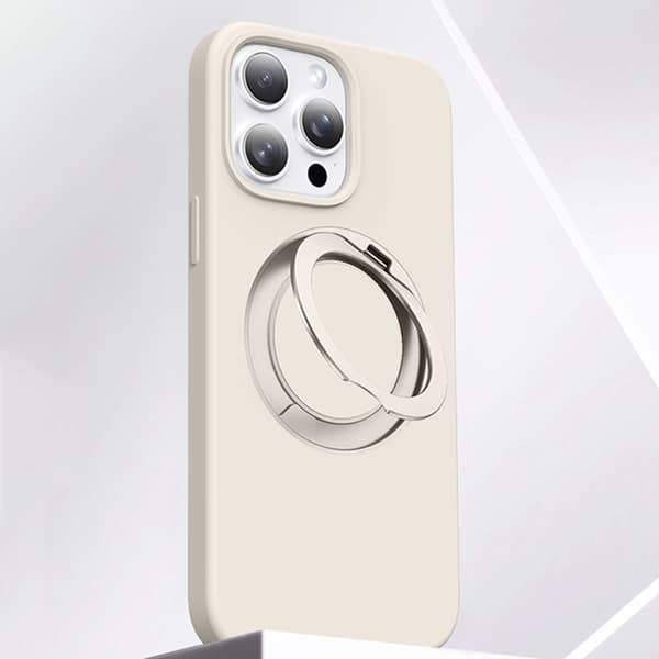 Mobilskal till iPhone 16 Pro MagSafe Silikon Roterande Kickstand Vit