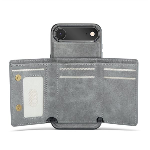 FIERRE SHANN FS030 iPhone Air Plånboksfodral Konstläder - Grå