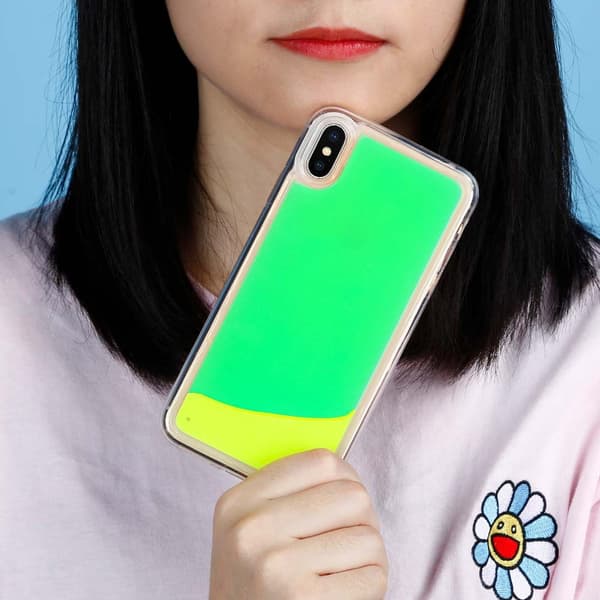 Liquid Neon Sand -kuori iPhone Xs Maxille - Vihreä Green