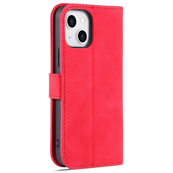 AZNS iPhone 15 Plånboksfodral Anti-Scratch Konstläder - Röd