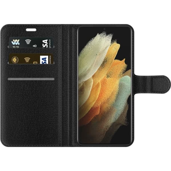 Pung Taske til Samsung Galaxy S21 Ultra 5G med Lyserød Blomst