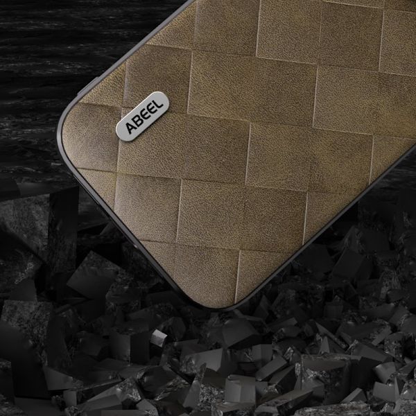 ABEEL Mobilskal till iPhone 15 Pro PU Läder Grön Drop-proof Grid Texture