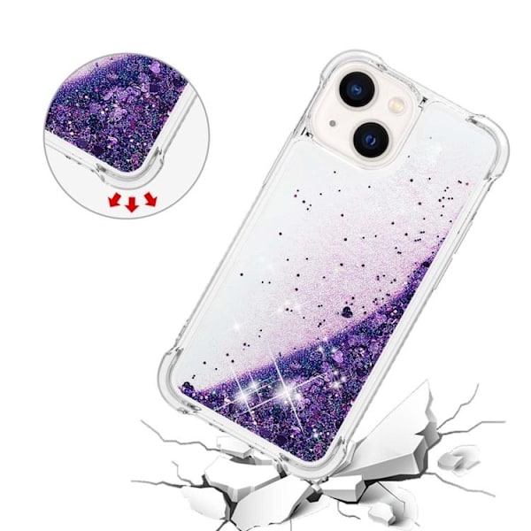 iPhone 14 Plus Skal Liquid Floating Glitter - Lila