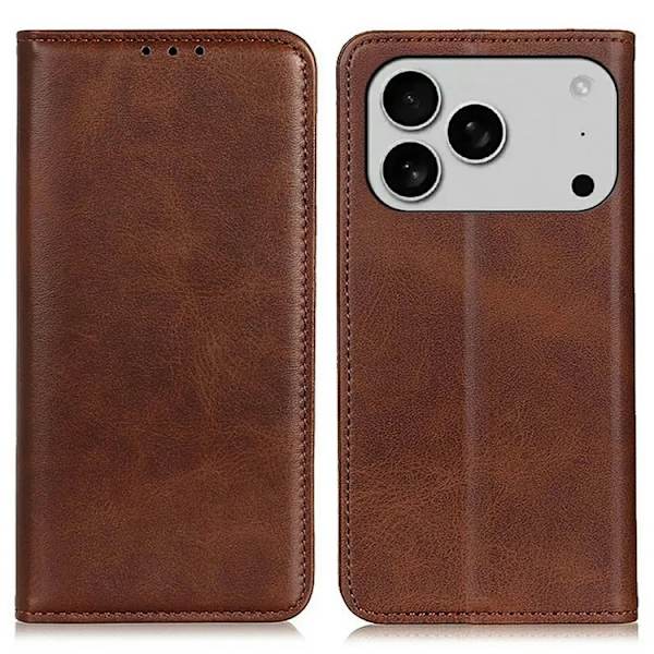 iPhone 17 Pro Max Plånboksfodral Äkta läder - Coffee Brun