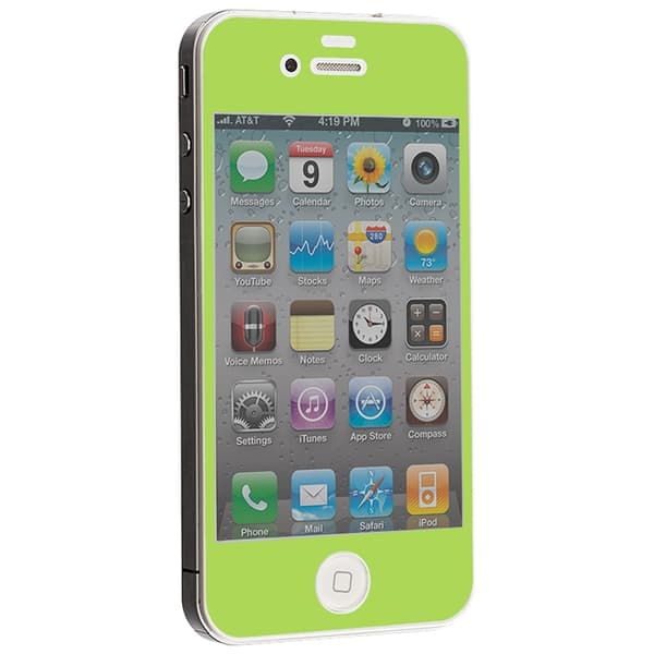 Colored Härdat Glas Skärmskydd till Apple iPhone 4 / 4S - Ljus Grön Green
