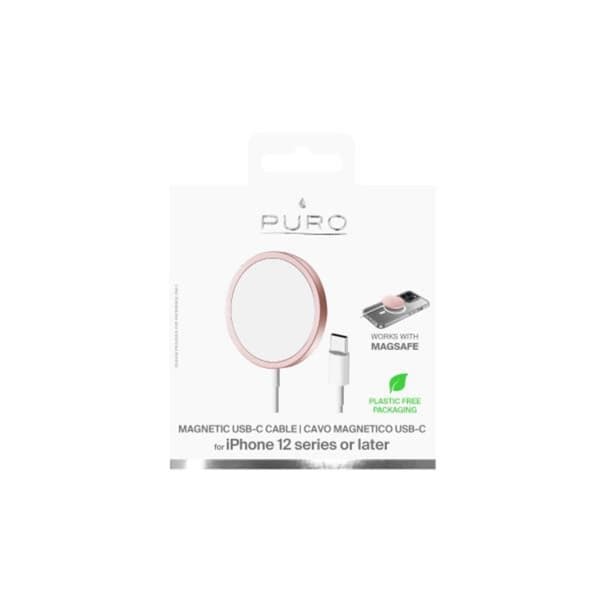 Puro MagSafe Magnetico Trådlös Laddare 1m - Rosa Rosa