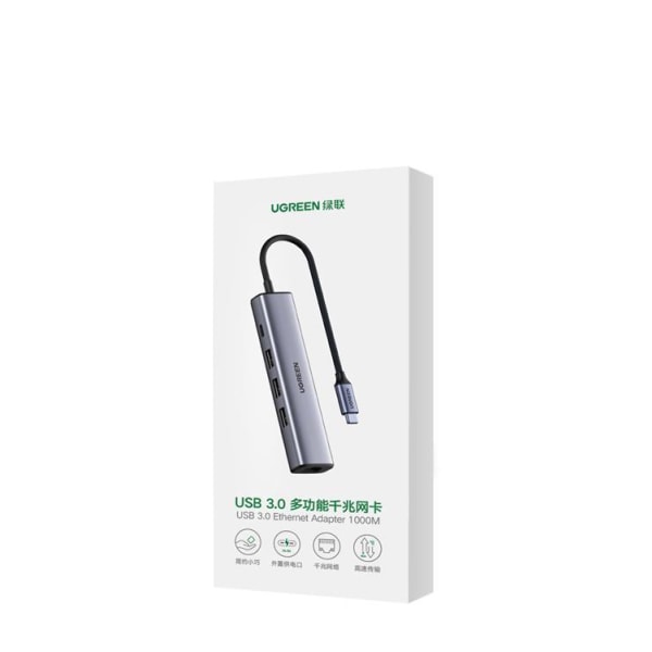 Ugreen Multifunctional HUB 3 x USB to USB-C - harmaa