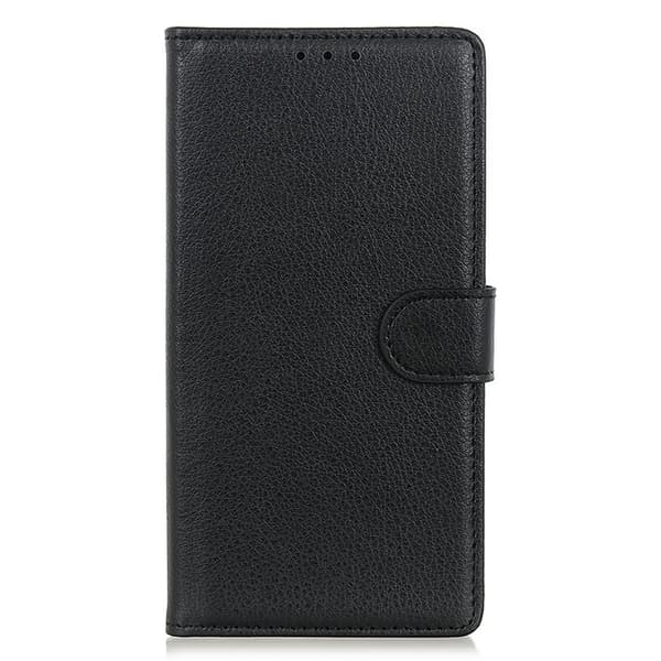 OnePlus 15 5G Plånboksfodral Litchi Texture Konstläder Svart