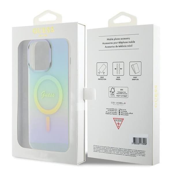 Guess iPhone 15 Pro Mobilskal Magsafe IML Iridescent - Turkis Blå