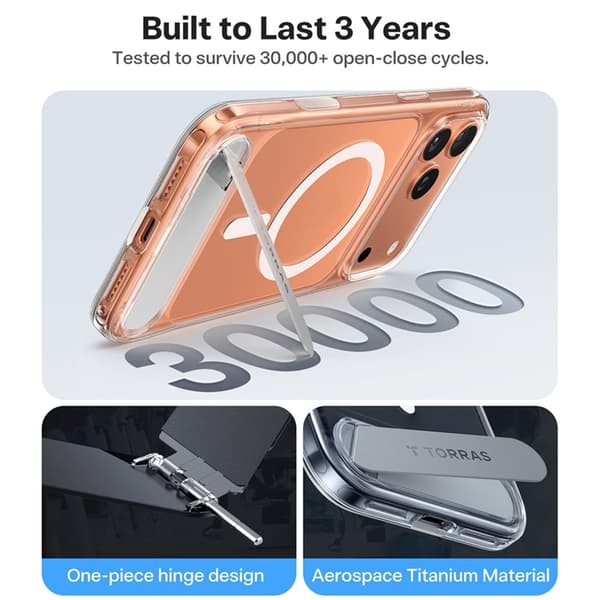 TORRAS Mobilskal till iPhone 17 Pro Max MagSafe Kickstand - Clear - Transparent Transparent