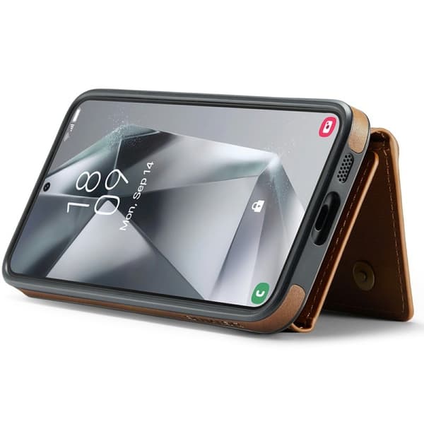 DG.MING M6 Series Konstläder Plånboksfodral för Samsung Galaxy S24 FE - Brun