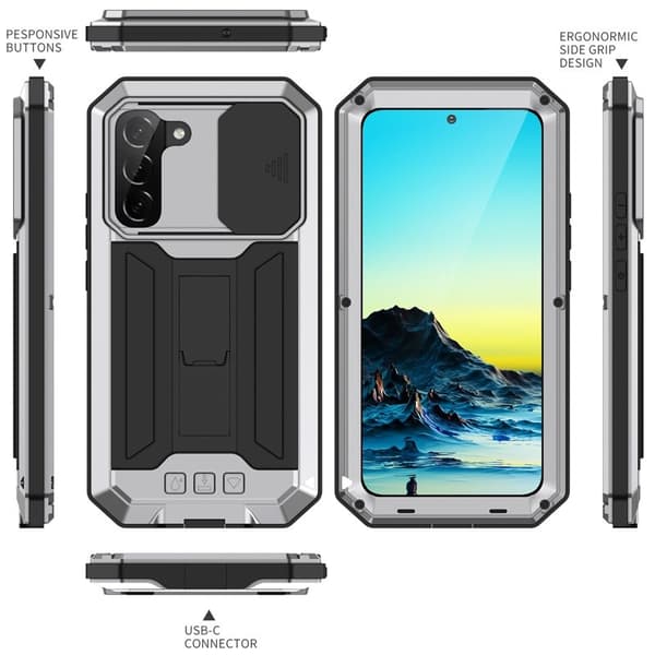 R-JUST Mobilskal till Galaxy S22+ 5G Metall+Silicone Silver