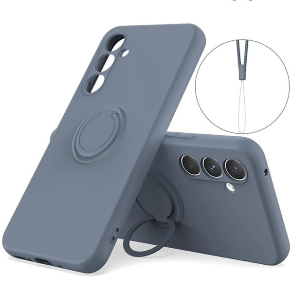 Mobilskal till Galaxy A56 5G Ring Kickstand med Rem Blå